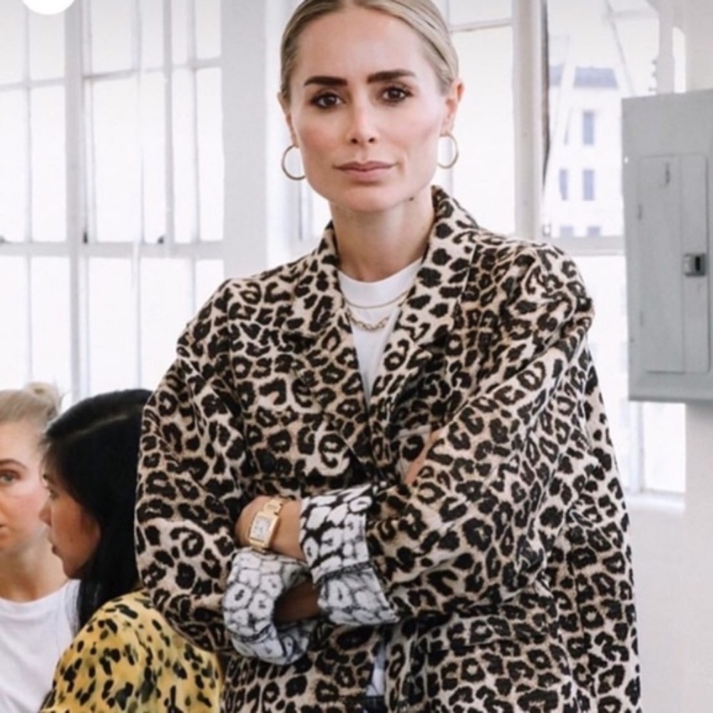 Anine Bing Black and Tan Leopard Teddy Jacket